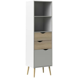 Libreria Assesor, Scaffale da ufficio, Mobile portalibri, Biblioteca, 50x39 h171 cm, Bianco e Quercia - Dmora