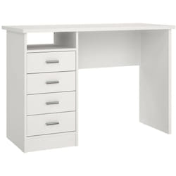 Dmora - Scrivania Appollo, Scrittoio multiuso, Tavolo per ufficio porta pc, Piano di lavoro, 110x45 h76 cm, Bianco