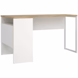 SCRIVANIA - Scrittoio multiuso, Tavolo per ufficio porta PC, Piano di lavoro, 145x81 h77 cm, Bianco e Quercia. STRUTTURA E UT ...