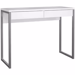 SCRIVANIA - Scrittoio multiuso, Tavolo per ufficio porta PC, Piano di lavoro, 101x40 h77 cm, Bianco lucido. STRUTTURA E UTILI ...