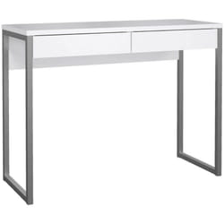 Dmora - Scrivania Anavi, Scrittoio multiuso, Tavolo per ufficio porta pc, Piano di lavoro, 101x40 h77 cm, Bianco lucido