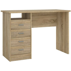 Dmora - Scrivania Appollo, Scrittoio multiuso, Tavolo per ufficio porta pc, Piano di lavoro, 110x49 h76 cm, Quercia