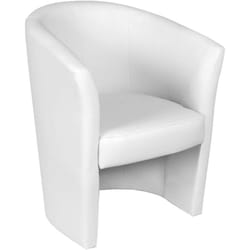 Dmora - Poltrona Ago, Poltrona da salotto, Seduta imbottita, Sedia con braccioli in ecopelle, 64x63h76 cm, Bianco