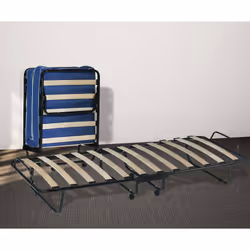 Letto pieghevole 0, Brandina con rete a doghe e materasso incluso, Letto con ruote, Cm 190x80h30, Cm 190x80h30