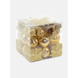 Box 50 pezzi decorazioni natalizie multi-forma, Ornamenti e Puntale, Set assortimento palline di Natale, Scatola set albero di Natale, Da 4 a 7 cm, colore Oro