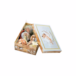 Box 6 sfere natalizie, Ornamenti fantasia putti, Set assortimento palline di Natale, Scatola set albero di Natale, Diametro 7 ...