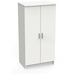 Armadio multiuso 2 ante Abram, Mobile multifunzionale, Mobiletto scarpiera, Guardaroba porta scarpe, 55x35 h108 cm, Bianco opaco - Dmora