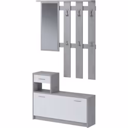 MOBILE DA INGRESSO - Entratina appendiabiti, Composizione per atrio, Consolle portaoggetti multifunzione, 100x26h190 cm, Bian ...