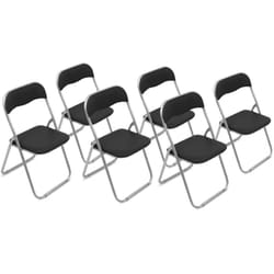 Set di 6 sedie pieghevoli Antenore, Poltrona salvaspazio, Sedia per ospiti, Seduta per riunioni in simil ecopelle, 43x47h80 cm, Nero - Dmora