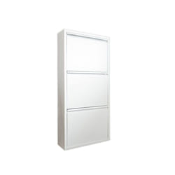 Dmora - Scarpiera Alexa, Mobile portascarpe in metallo, Armadio da ingresso multiuso, Mobiletto per calzature, 50x15h104 cm, Bianco