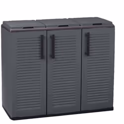 PATTUMIERA - Cestino portarifiuti, Bidone per raccolta differenziata a 3 ante, 100% Made in Italy, Finitura righe, 102x37h84  ...
