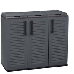 Dmora - Pattumiera Arko, Cestino portarifiuti, Bidone per raccolta differenziata a 3 ante, 100% Made in Italy, 102x37h84 cm, Grigio e Nero, Finitura