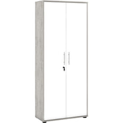 Armadio multiuso 2 ante Dabildgaar, Mobile multifunzionale, Mobiletto scarpiera, Guardaroba porta scarpe, 79x188h34 cm, Bianco e Cemento - Dmora