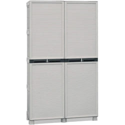 Armadio da esterno Achae, Mobile outdoor, Armadio per lavanderia multiuso, 100% Made in Italy, Grigio chiaro, 100x39h172 cm - Dmora