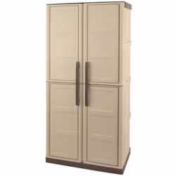 ARMADIO DA ESTERNO - Armadio balcone multiuso, Mobile porta scope 2 ante, 100% Made in Italy, 70x47h178 cm, Beige e Marrone, ...
