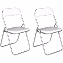 SET DI 2 SEDIE PIEGHEVOLI - Poltrona salvaspazio, Sedia per ospiti, Seduta per riunioni in simil ecopelle, 43x47h80 cm, Bianc ...
