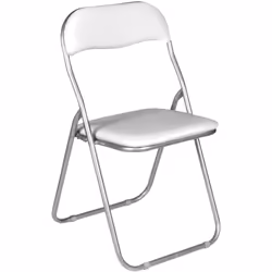 SEDIA PIEGHEVOLE - Sedia salvaspazio, Sedia per ospiti, Seduta per riunioni in simil ecopelle, 43x47h79,5 cm, Bianco. STRUTTU ...