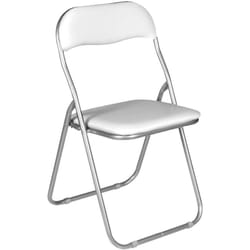 Sedia pieghevole Antenore, Sedia salvaspazio, Sedia per ospiti, Seduta per riunioni in simil ecopelle, 43x47h80 cm, Bianco - Dmora