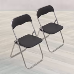 SET DI 2 SEDIE PIEGHEVOLI - Poltrona salvaspazio, Sedia per ospiti, Seduta per riunioni in simil ecopelle, 43x47h80 cm, Nero. ...