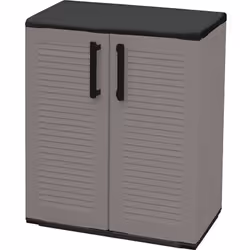 ARMADIO DA ESTERNO - Mobile outdoor, Armadio balcone multiuso, 100% Made in Italy, Grigio e Nero, Finitura righe, 68x37h84 cm ...