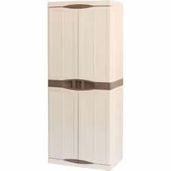 ARMADIO DA ESTERNO - Armadio balcone multiuso, Mobile porta scope 2 ante, 100% Made in Italy, 70x47h178 cm, Beige e Marrone, ...