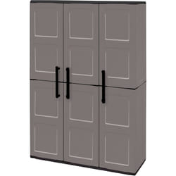 Dmora - Armadio da esterno Amordel, Mobile outdoor, Armadio balcone multiuso, 100% Made in Italy, Grigio e Nero, Finitura quadri, 102x37h163 cm