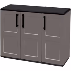 ARMADIO DA ESTERNO - Mobile balcone multiuso, Armadietto outdoor 3 ante, 100% Made in Italy, 102x37h84 cm, Grigio e Nero, Fin ...