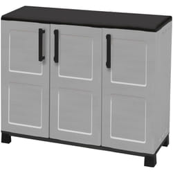 Armadio da esterno Alaghesia, Armadio balcone multiuso, Mobile outdoor 3 ante, 100% Made in Italy, 102x37h90 cm, Grigio chiaro e Nero, Finitura