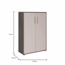 Armadio multiuso Angie, Mobile ausiliario con ripiani, Armadio lineare, Guardaroba Portascarpe, portaoggetti, Bianco e Cemento, cm 79x34h118