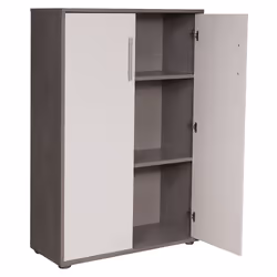 Armadio multiuso Angie, Mobile ausiliario con ripiani, Armadio lineare, Guardaroba Portascarpe, portaoggetti, Bianco e Cemento, cm 79x34h118 - Vista aggiuntiva 4