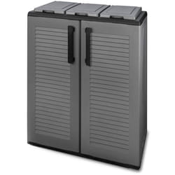 Dmora - Pattumiera Artan, Cestino portarifiuti, Bidone per raccolta differenziata 2 ante, 100% Made in Italy, 68x37h84 cm, Grigio e Nero, Finitura