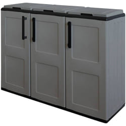 Dmora - Pattumiera Arko, Cestino portarifiuti, Bidone per raccolta differenziata a 3 ante, 100% Made in Italy, 102x37h84 cm, Grigio e Nero, Finitura