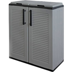 Dmora - Pattumiera Alfred, Cestino portarifiuti, Bidone per raccolta differenziata 2 ante, 100% Made in Italy, 68x37h84 cm, Grigio e Nero, Finitura