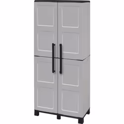 ARMADIO DA ESTERNO - Armadio porta scope, Mobile outdoor 2 ante, 100% Made in Italy, 68x37h169 cm, Grigio chiaro e Nero, Fini ...
