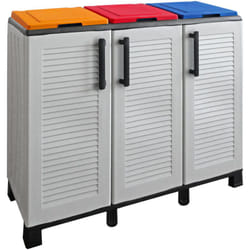 Dmora - Pattumiera Apix, Cestino portarifiuti per spazzatura, Bidone raccolta differenziata, 100% Made in Italy, 102x37h90 cm, Grigio chiaro e