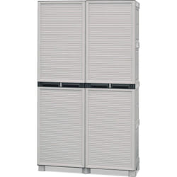 Armadio da esterno Allain, Mobile multiuso, Armadio per lavanderia, Armadietto outdoor, 100% Made in Italy, Grigio chiaro, 100x39h172 cm - Dmora