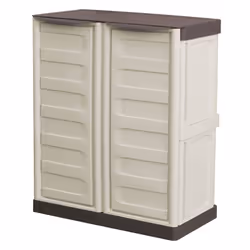 ARMADIO DA ESTERNO - Armadio balcone multiuso, Mobile da esterno a 2 ante, 100% Made in Italy, Beige e Marrone, 70x39h86 cm, ...