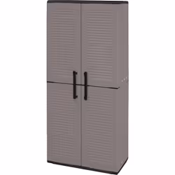 ARMADIO DA ESTERNO - Mobile da balcone, Armadio multiuso con ripiani, 100% Made in Italy, 68x37h163 cm, Grigio e Nero, Finitu ...