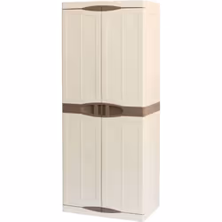ARMADIO DA ESTERNO - Mobile balcone multiuso, Armadietto outdoor 2 ante, 100% Made in Italy, Beige e Marrone, Finitura elegan ...