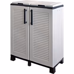 PATTUMIERA - Cestino portarifiuti, Bidone per raccolta differenziata, 100% Made in Italy, 68x37h90 cm, Grigio chiaro e Nero, ...