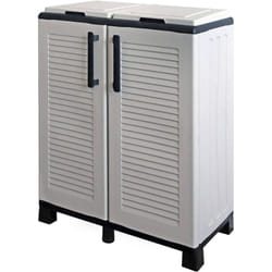Dmora - Pattumiera Alistar, Cestino portarifiuti, Bidone per raccolta differenziata, 100% Made in Italy, 68x37h90 cm, Grigio chiaro e Nero, Finitura