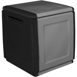 Dmora - Baule Azziuro, Cassapanca multiuso, Baule contenitore, Box portaoggetti, 100% Made in Italy, 54x53h57 cm, Grigio chiaro e Nero