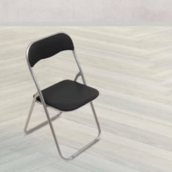Dmora - Sedia pieghevole Antenore, Sedia salvaspazio, Sedia per ospiti, Seduta per riunioni in simil ecopelle, 43x47h80 cm, Nero