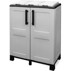 Pattumiera Anthea, Cestino portarifiuti, Bidone per raccolta differenziata, 100% Made in Italy, 2 ante, 68x37h90 cm, Grigio chiaro e Nero - Dmora