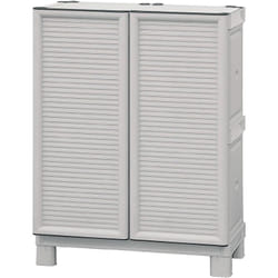 Armadio da esterno Arlinda, Mobile outdoor, Armadio balcone multiuso, Armadietto outdoor, 100% Made in Italy, Grigio chiaro, 70x39h92 cm - Dmora