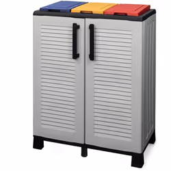 PATTUMIERA - Cestino portarifiuti, Bidone per raccolta differenziata a 2 ante, 100% Made in Italy, 68x37h90 cm, Grigio chiaro ...
