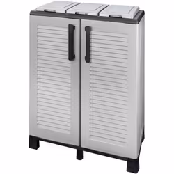 PATTUMIERA - Cestino portarifiuti, Bidone per raccolta differenziata a 2 ante, 100% Made in Italy, 68x37h90 cm, Grigio chiaro ...