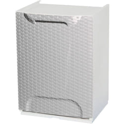 Armadio da esterno Nakri, Mobile outdoor, Armadietto balcone multiuso effetto rattan, 100% Made in Italy, 34x29h47 cm, Bianco - Dmora