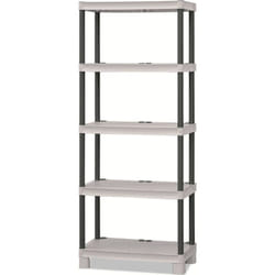 Armadio da esterno Giri, Scaffale outdoor, Armadio balcone multiuso a 3 ripiani, 100% Made in Italy, 70x35h172 cm, Grigio chiaro e Nero - Dmora