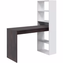SCRIVANIA - Scrittoio multifunzione reversibile con libreria 5 ripiani, Tavolo da studio o ufficio porta PC portalibri, 120x5 ...